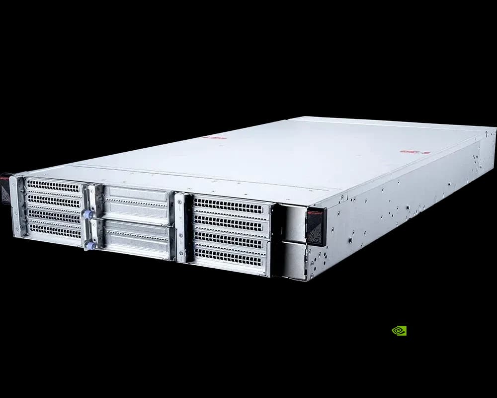 MSI CG290-S3063, three-quarter view of the 2U rackmount chassis, carrying an NVIDIA Certified badge.