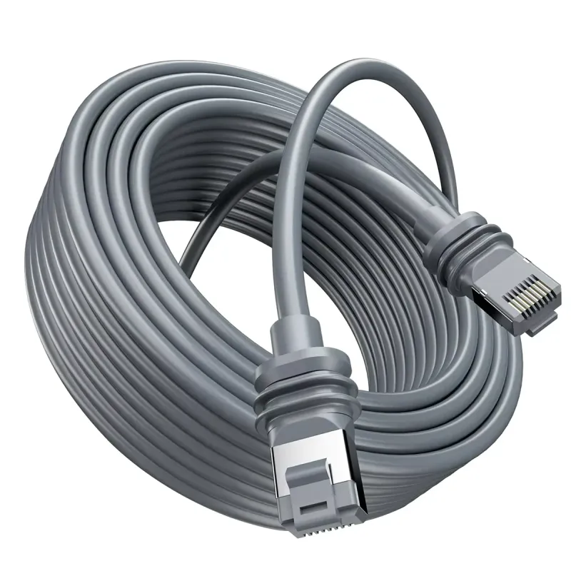 Starlink 75ft cable coiled, with the connector at each end shown in the foreground.
