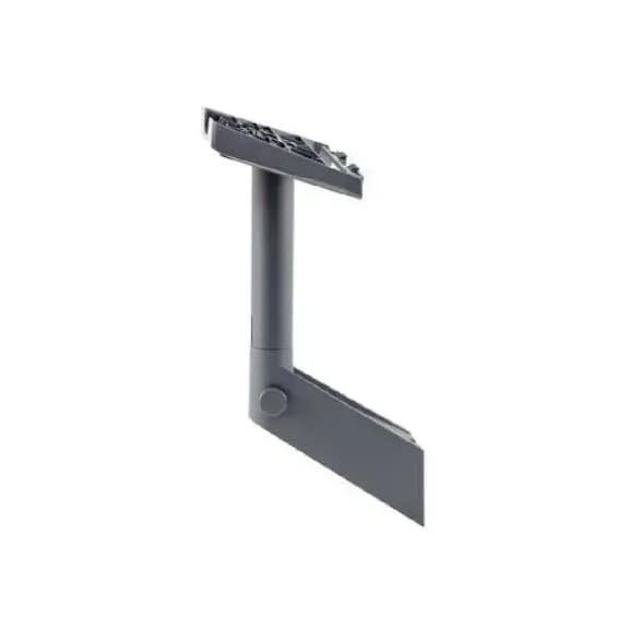 Starlink short wall mount, a grey bracket with an angled wall plate and a toothed dish plate on the post.